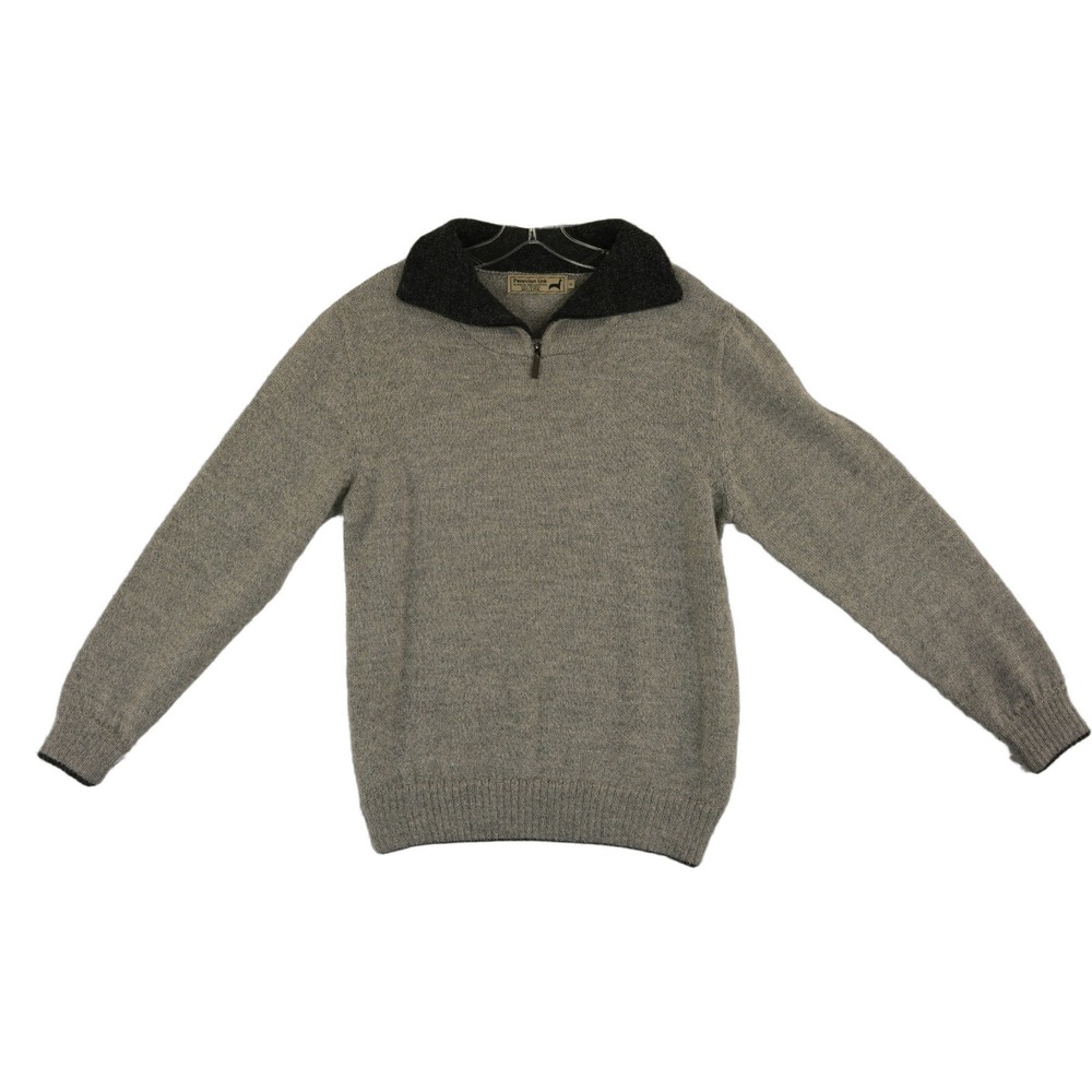 Peruvian Link 100% Alpaca Sweater Men's‎ Size Small Gray Quarter Zip Wool Peru